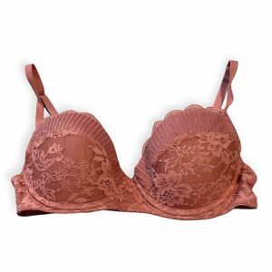 VICTORIA’S SECRET Women’s Dusty Rose Dream Angels Lace Lined Demi Bra Size 32C